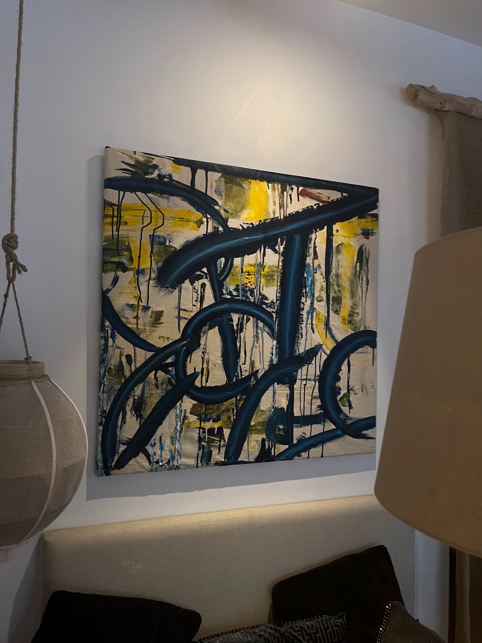 Acrylic and mixed media on canvas.